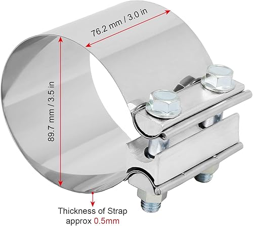 Miniatura 2 de 3.5 pulgadas 3.5 "Butt Joint Escape Band Clamp Sleeve Acero Inoxidable 2pcs