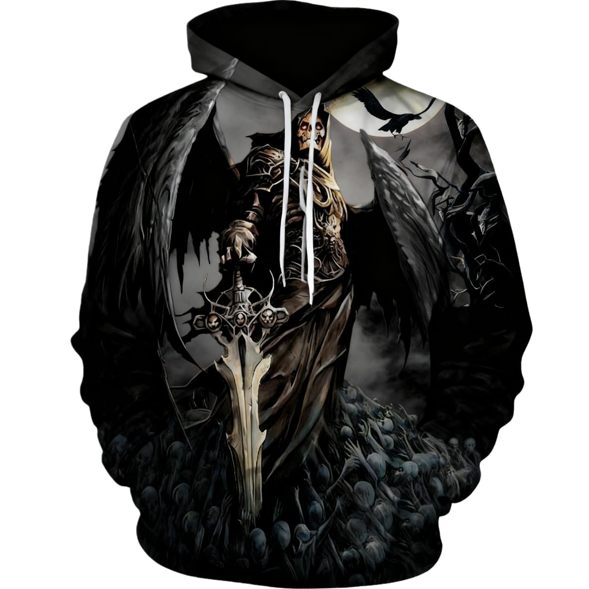 Męska bluza szkielet demon 3D druk cyfrowy pary dwuczęściowy zestaw z kapturem (4XL/B-6)