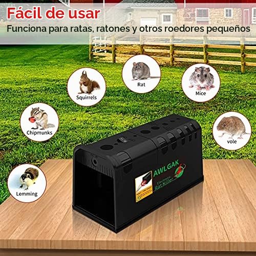 Trampa Electrónica para Ratas 8000V Extra Grande, Mata Ratones Interior Exterior, Zapper Eléctrico Potente, Repelente Humano de Roedores, Control de Ratas y Ratones