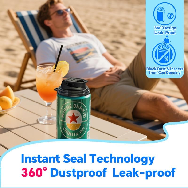 6-Pack Soda Can Lids – Reusable BPA-Free Can Covers for Soda, Beer & Energy Drinks, Universal Fit 202/206 Cans (2.08 & 2.32IN Rims), Helps Keep Drinks Fresh & Clean - Image 2