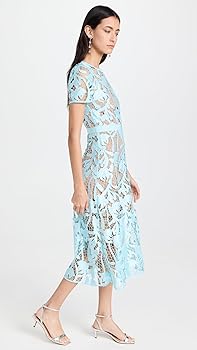 ワンピース SELF PORTRAIT Cotton Lace Midi Dress Self-portrait 3d Cotton Lace Midi Dress With Peplum Hem