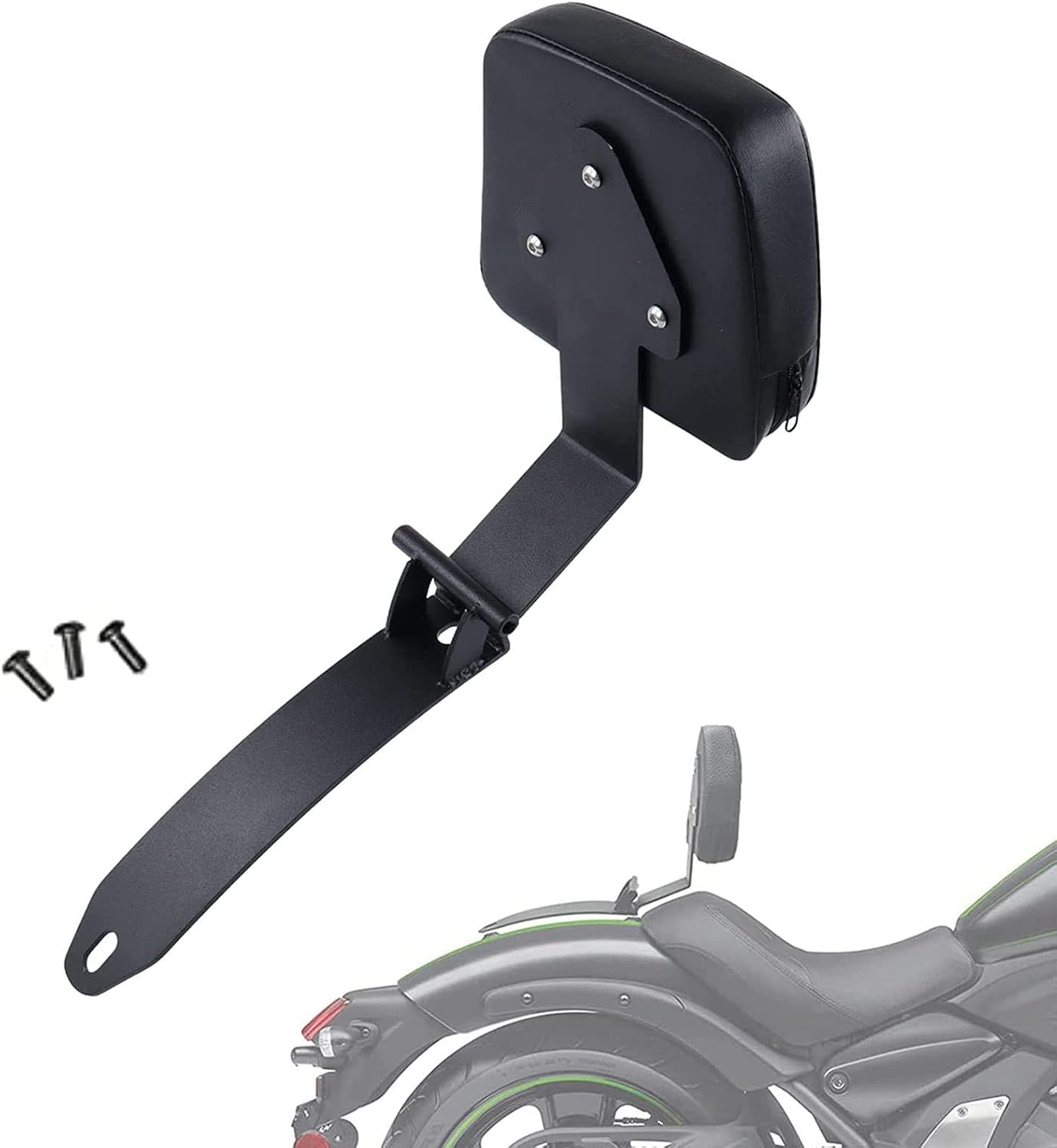 Motorcycle Driver Backrest Sissy Bar Support Mount with Leather Rider Cushion Pad Black Fit for Kawasaki Vulcan S 650 VN650 2015-2023