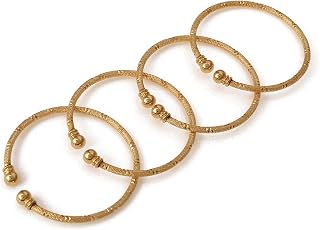 India Brass 4pcs Openable Bangle Bracelet Arab Ethiopian Bangle Gold Color Dubai Africa Jewelry Gift