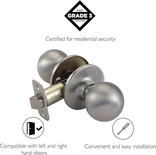 Miniatura 3 de Design House 781872 Pomo de bola, pasajepasillo y armario, níquel satinado