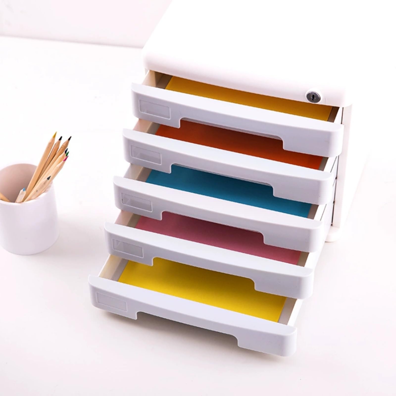 Archivio con 5 cassetti e Serratura – Documenti A4 per Ufficio, aziende e Scuola – Soluzione di archiviazione sicura per Una Migliore Gestione della Carta e