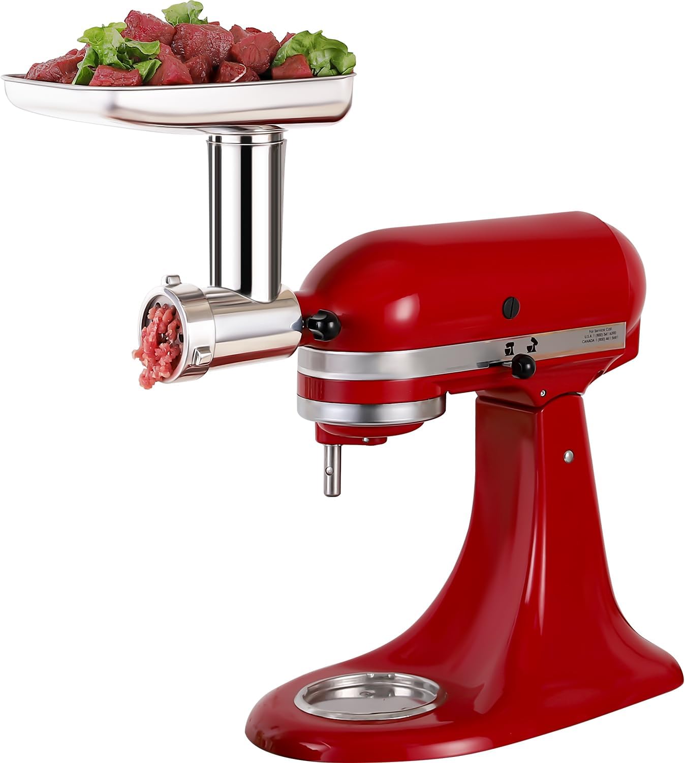 Stainless Steel Meat Grinder Attachment for KitchenAid Stand Mixers, Includes 3 Grinding Plates & 3 Sausage Stuffer Tubes, All-Metal Food Grinder, Dishwasher Safe