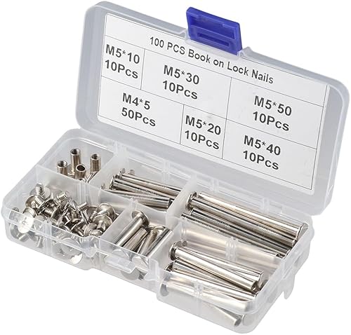 Miniatura 2 de allcoupon Tornillos Phillips Chicago de 100 piezas, tornillos de fijación M5, tornillos de libro M5, barriles de encuadernación y tornillos surtidos