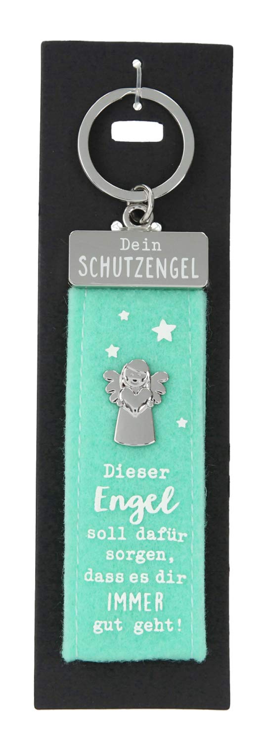 Depesche 10890.006 Felt Key Ring with Guardian Angel and Writing Ich Passe auf Dich (I Passe auf Dich) Red Approx. 15 cm
