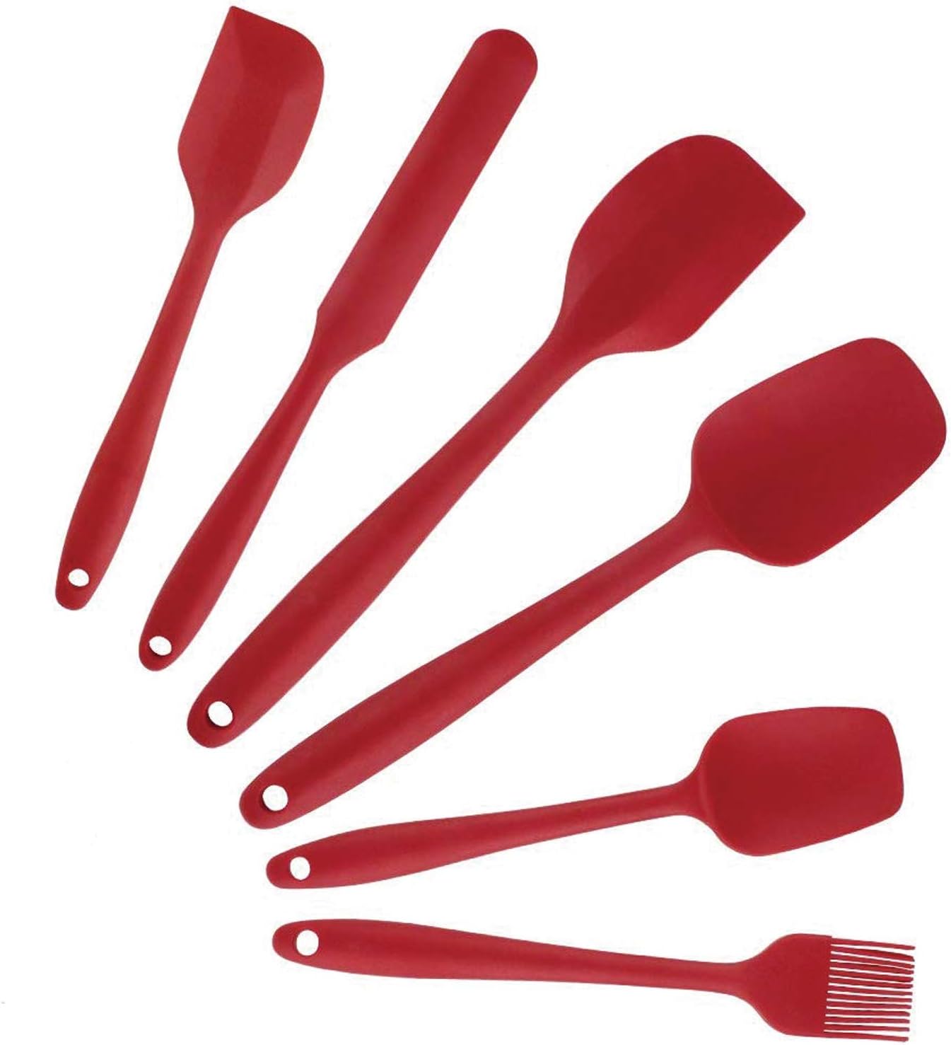 Escueto Silicone Heat-Resistant Spatula Set With Stainless Steel Core (Red) - 6 Piece