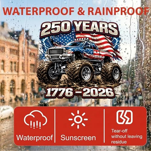 Image of 2-Piece Patriotic Monster Truck 1776-2026 Car Decal