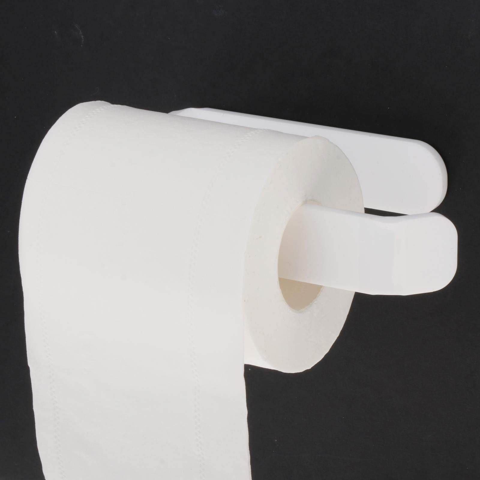 Portarrollos de papel higiénico acrílico adhesivo blanco para azulejos de baño y cocina, fácil de instalar sin taladrar