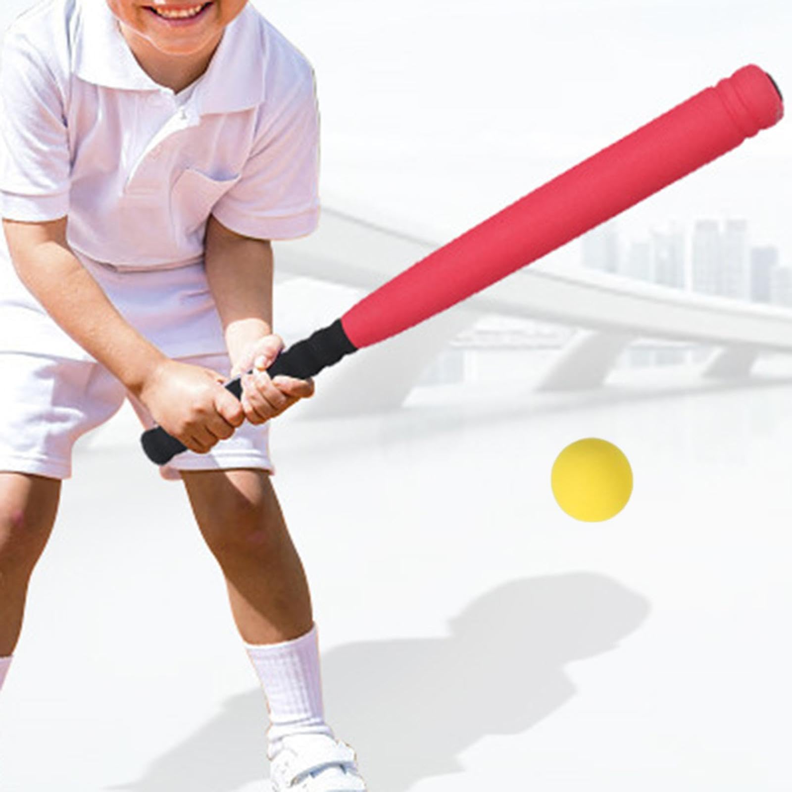 perfk Mazza da Baseball Giocattolo, Palla in Spugna Eva per Bambini, Gioco Educativo, Allenamento, Adatto per Bambini, Adolescenti E Adulti, Divertimento al, 24 Pollici, Rosso