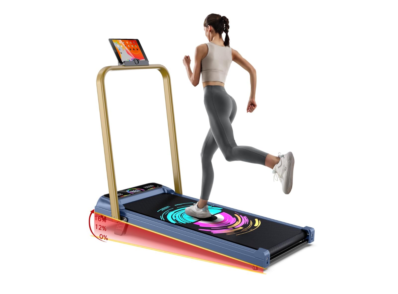 Cockatoo SmartWalk 2AHG Walking Pad for Home 2HP-3.5HP Peak, Under Desk Walk Pad with Handle, 3 Level Manual Incline 6 Automatic Program, Max User Weight 110Kg -Gold-image-11