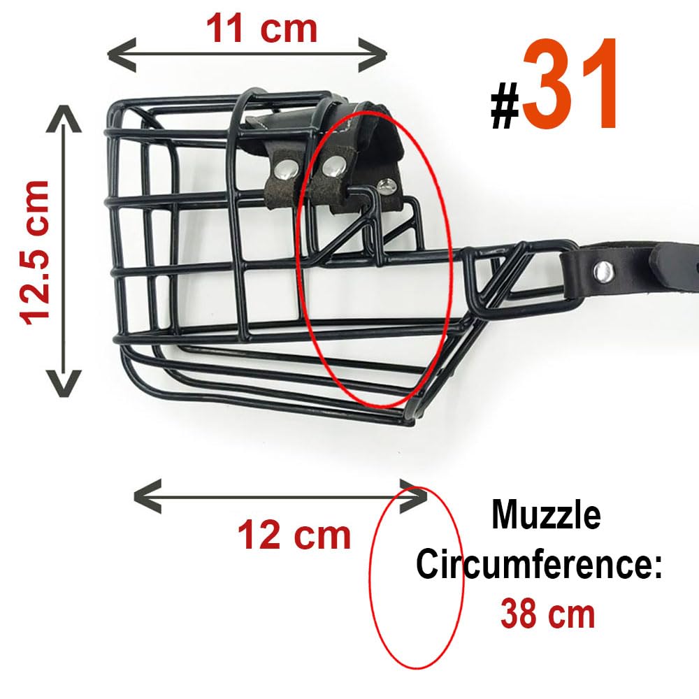 Bozal profesional de metal para perro (tamaño 31) – Cesta de alambre ergonómica para Schnauzer gigante, Doberman, Airedale Terrier, Husky – Entrenamiento resistente y equipo de seguridad diario