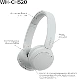 Sony WH-CH520 - Casque Bluetooth sans Fil, Multipoint, Micro intégré - jusqu'à 50 Heures d'autonomie et Charge Rapide - Blanc - 8