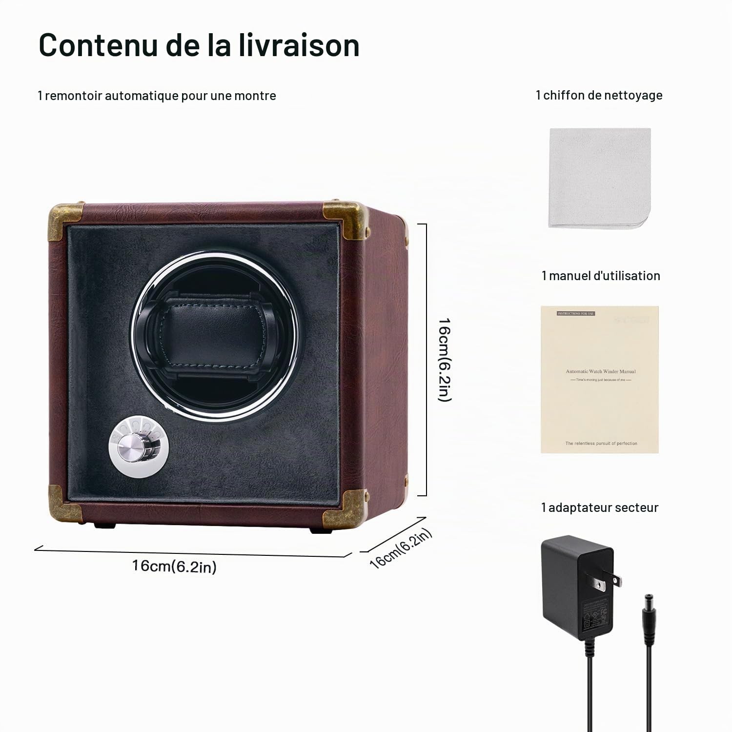 Mcbazel Boîte de Remontoir Automatique pour Montre Unique - Rotation Bidirectionnelle Silencieuse en Cuir PU - 5 Modes avec Éclairage LED - Boîte de Rangement