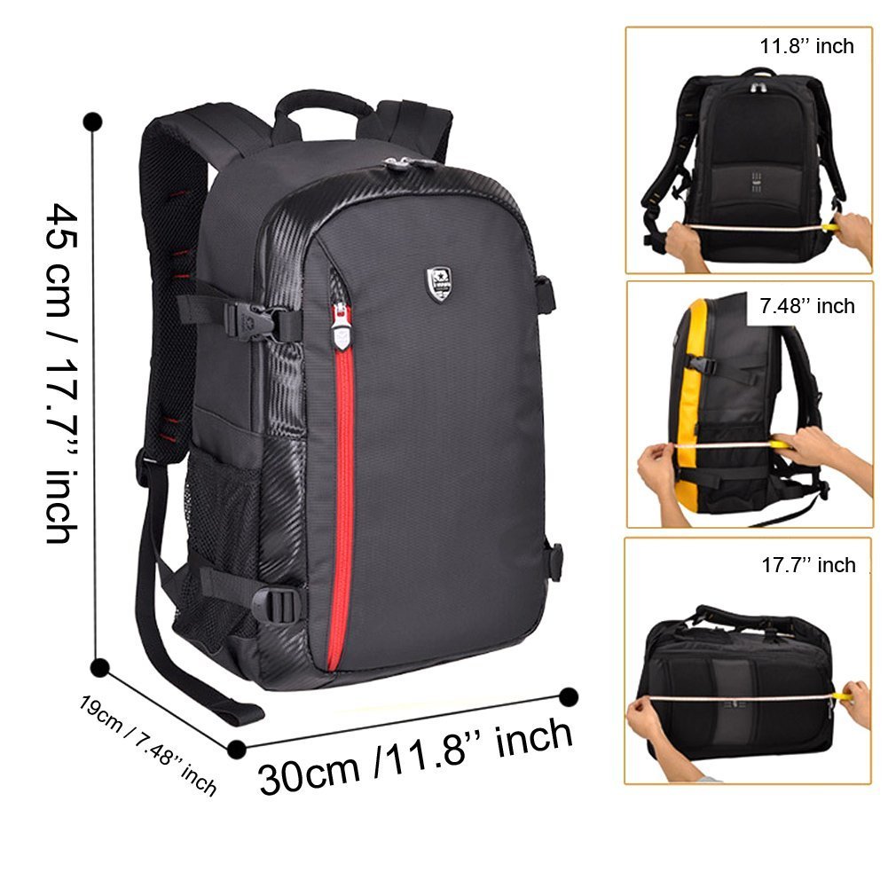 YUHAN Oxford Large Capacity Multi-function Waterproof Anti-shock SLR/DSLR Gadget Camera Bag Professional Gear Photography Travel Backpack Rucksack