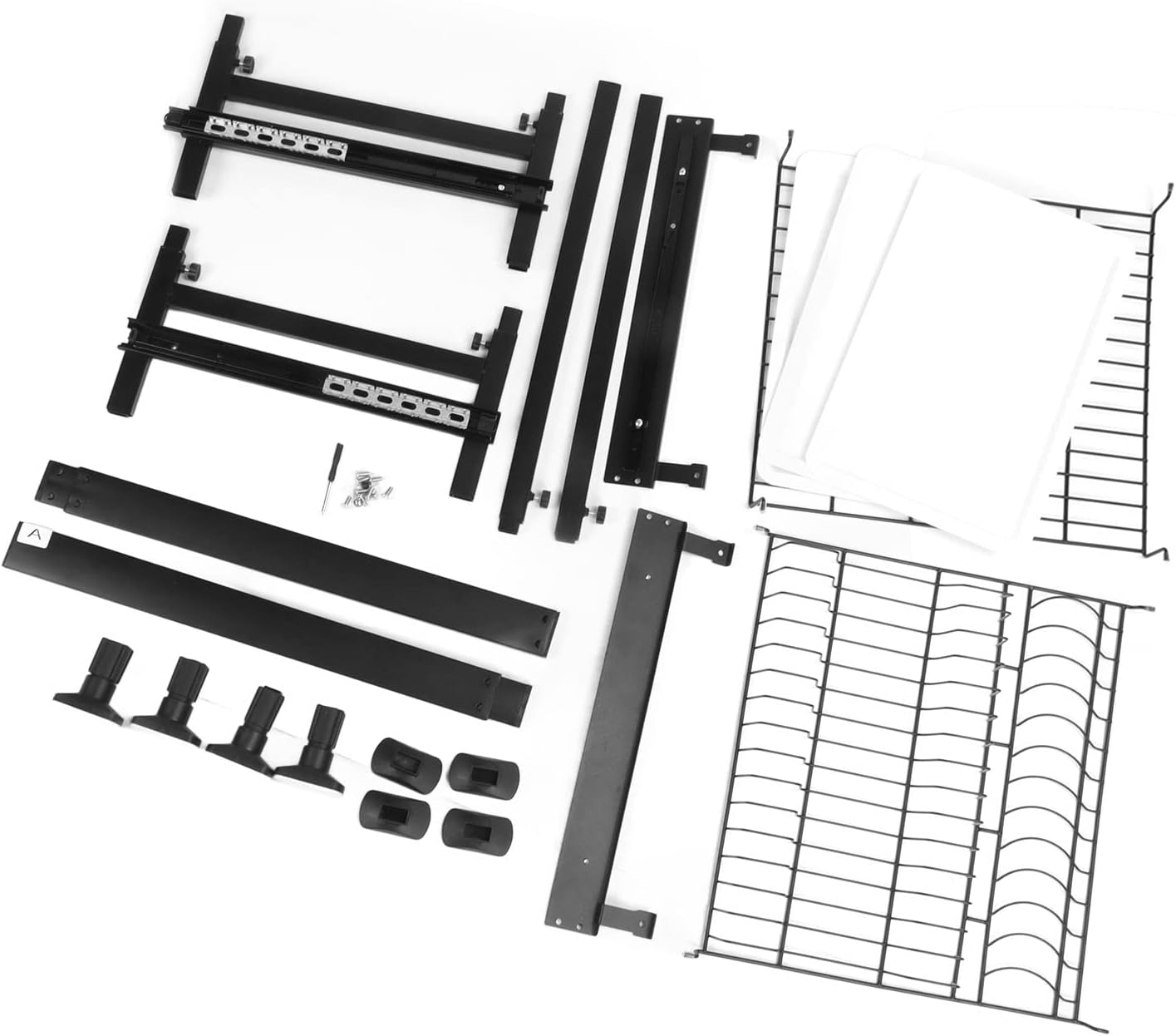 Large 2 Tier Dish Drainer Removable Double Layer Dish Drainer with Drainage Tray for Kitchen Black