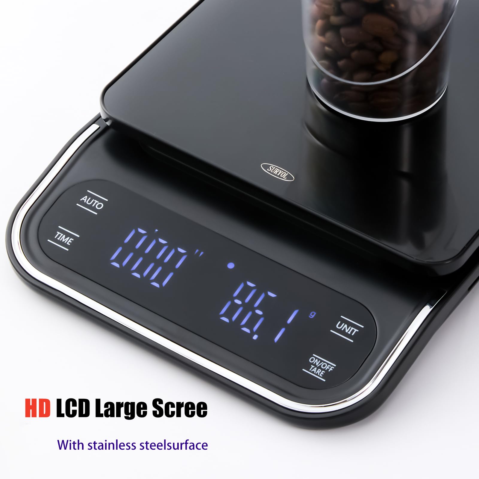 Kaffeewaage mit Timer, 0,1 g, Präzisions-Espressowaage für Kaffeebohnen wiegen, Barista-Brauen, USB-C-wiederaufladbare digitale Küchenwaage mit Auto-Timer, 3 kg Kapazität