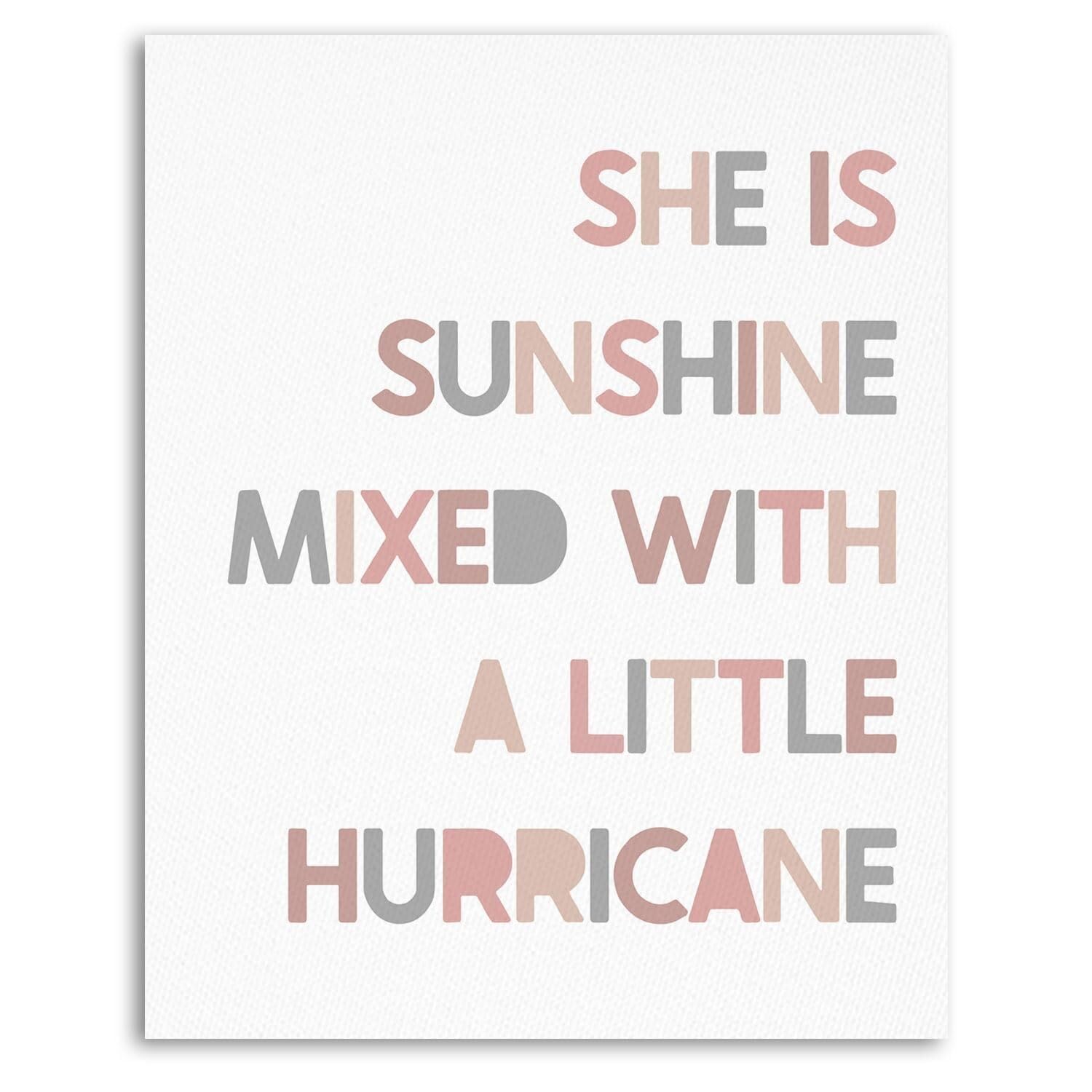XGINERFEX Toddler Girl Room Decor: Boho Sunshine and Hurricane Quote Poster - Colorful Playful Wall-Art Print for Girl's Nursery, Playroom(Unframed,12x18inch(30x45cm))