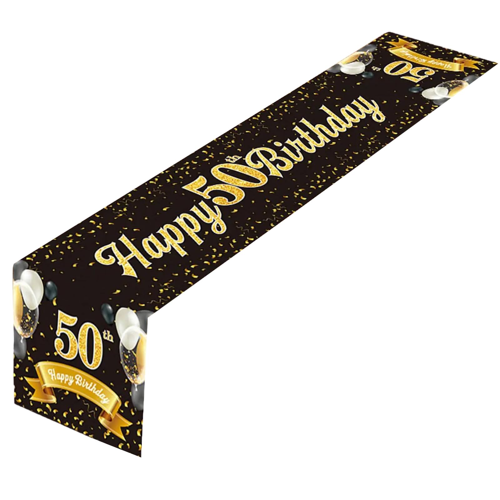 NVOQILIN Stylish Black Gold Table Runner Table Cloth Tablecloth for Birthday Celebration 180x35cm Decorative Cloth Black Gold Runner