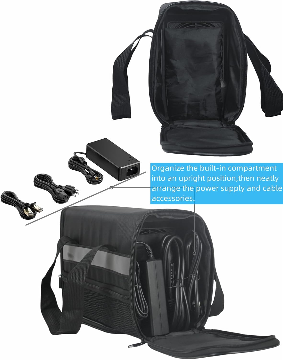 AF-WAN Carry Bag Dust Cover For UGREEN NASync DXP2800 2-Bay Desktop NAS,1680D Heavy-Duty Oxford Fabric, Side Access, Ventilated Design with Storage Pockets for Hard Drive Tools & Cables