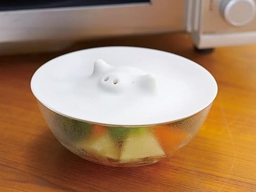 Miniatura 3 de Piggy Steamer - Tapa para microondas de 6.9 pulgadas, juego de 2, multiusos para cocinar al vapor, cubrir y abrir frascos, color blanco