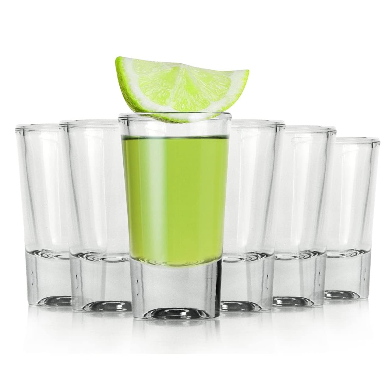 Alcohol Cage Quick Shot Short Shot Glasses 28 ml - Set of 6 - Small Shot Glasses with Heavy Base - Vodka Glass Dishwasher Safe