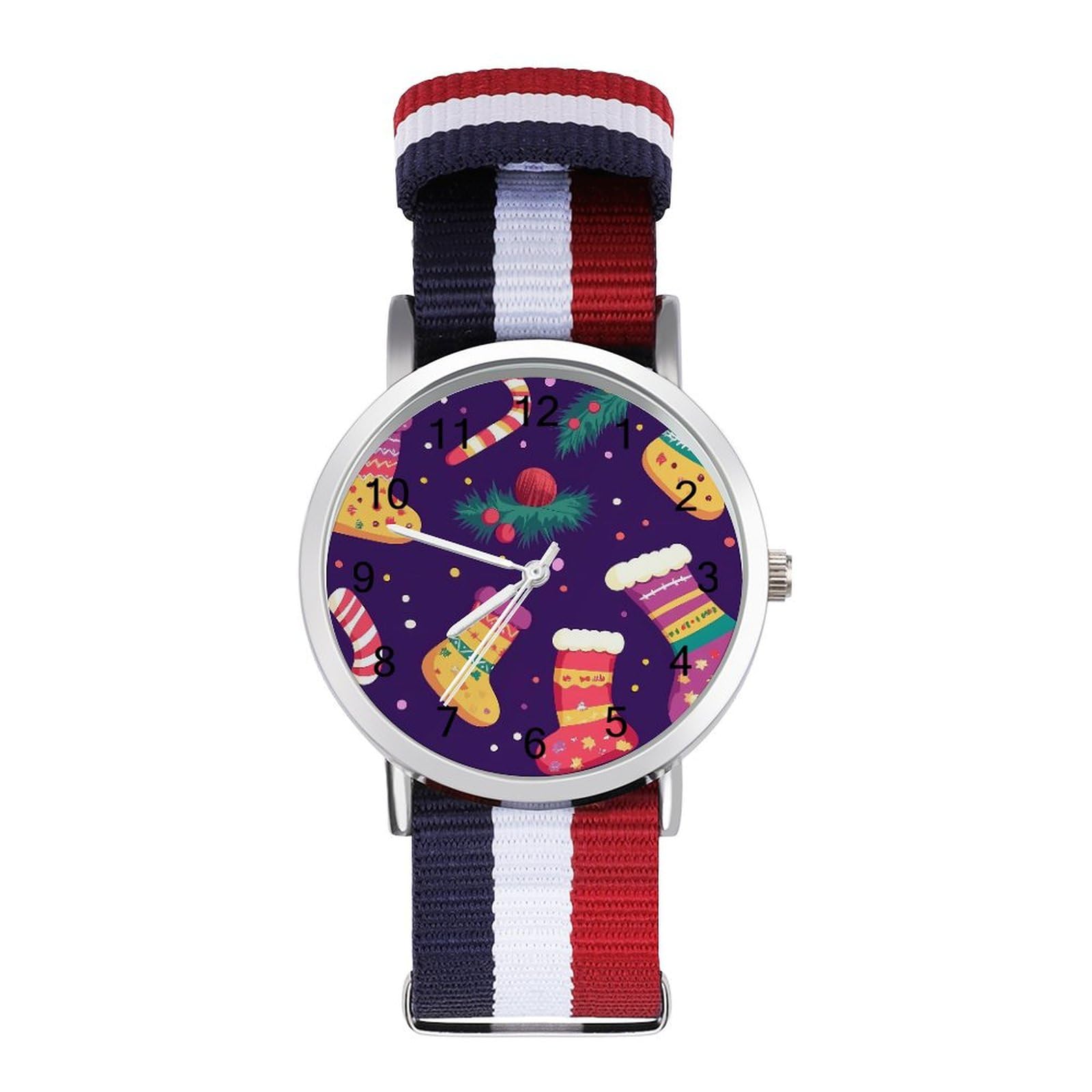 Cute Christmas Stocking Pattern Funny Wrist Watches for Men Women Fashion Graphic Watch for Work Workout