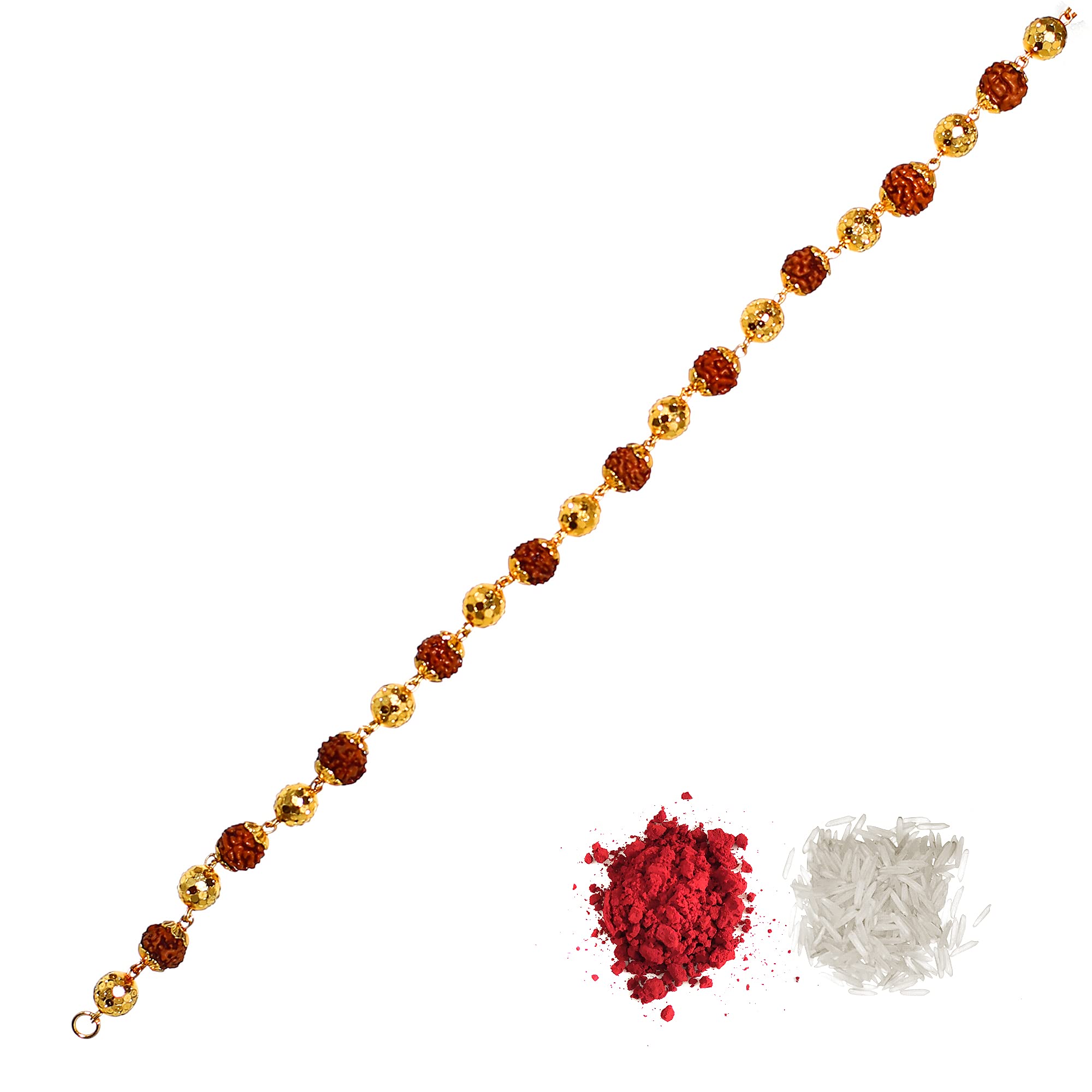 Featkart Made Specially Design Rudraksh Bracelet Rakhi With Roli Chawal