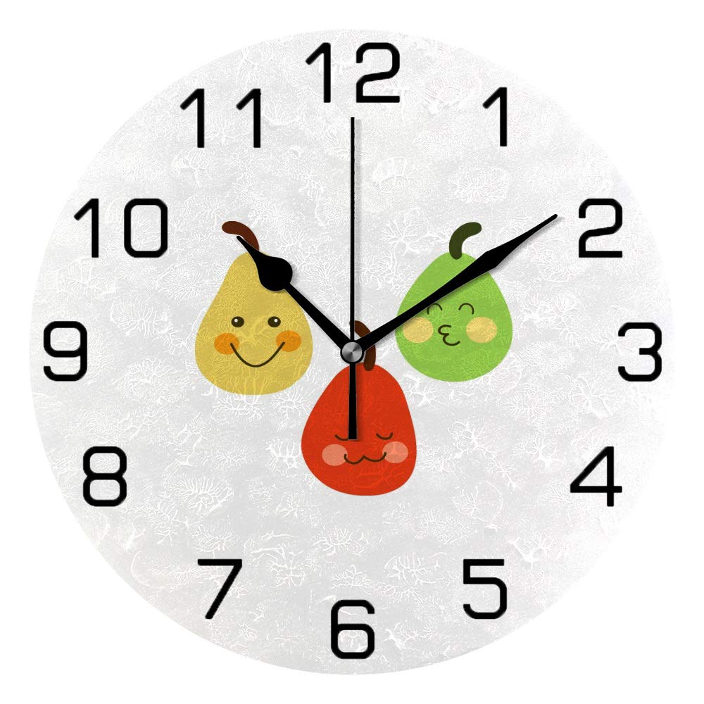 Horloge murale ronde poires en mousse décoration créative sur piles