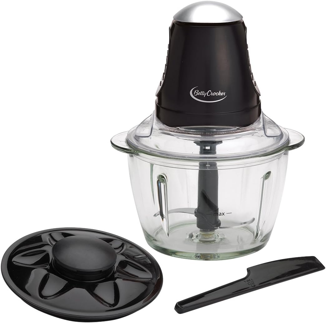 Betty Crocker BC-2400CB 4 Cup Glass Chopper with Spatula, Clear