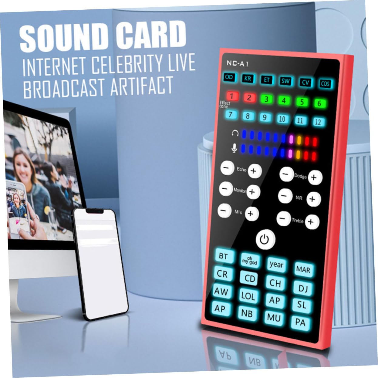 Tarjeta de Sonido Externa USB Roja de Metal para Móvil y PC