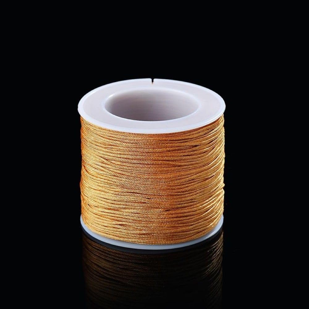 1Roll 0.8Mm Satin Rattail Cord Nylon Trim Cord Chinese Knot Macrame Beading Kumihimo Jewelry Bracelet Braided String for Women - (Color: Light Coffee)