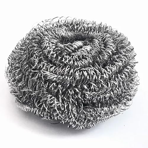 BakeDeco Stainless Steel Sponge 100-Gram Scrubber Scourer for Tough Cleaning of Pots and Pans, Grease and Grime on Grills and Broilers - Pack of 12, Silver