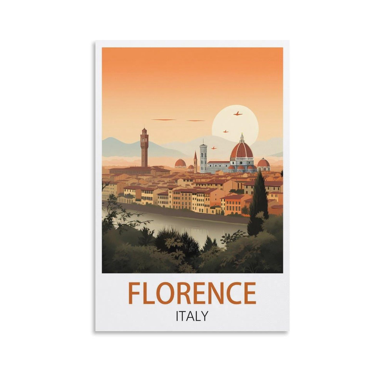 CYYHGEE Florence Italy Vintage Travel Poster 08x12inch(20x30cm) Canvas Poster Wall Art Living Room Home Decor