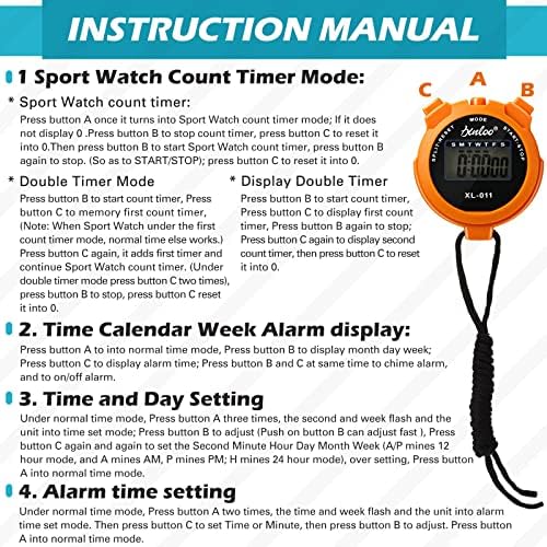 Digital Sport Stopwatch Timer with Stainless Steel Whistle Multi Function Referee Stop Watch, 12/24 Hour Clock Calendar with Alarm, for Swimming Running Football Training (Orange,1 Set)