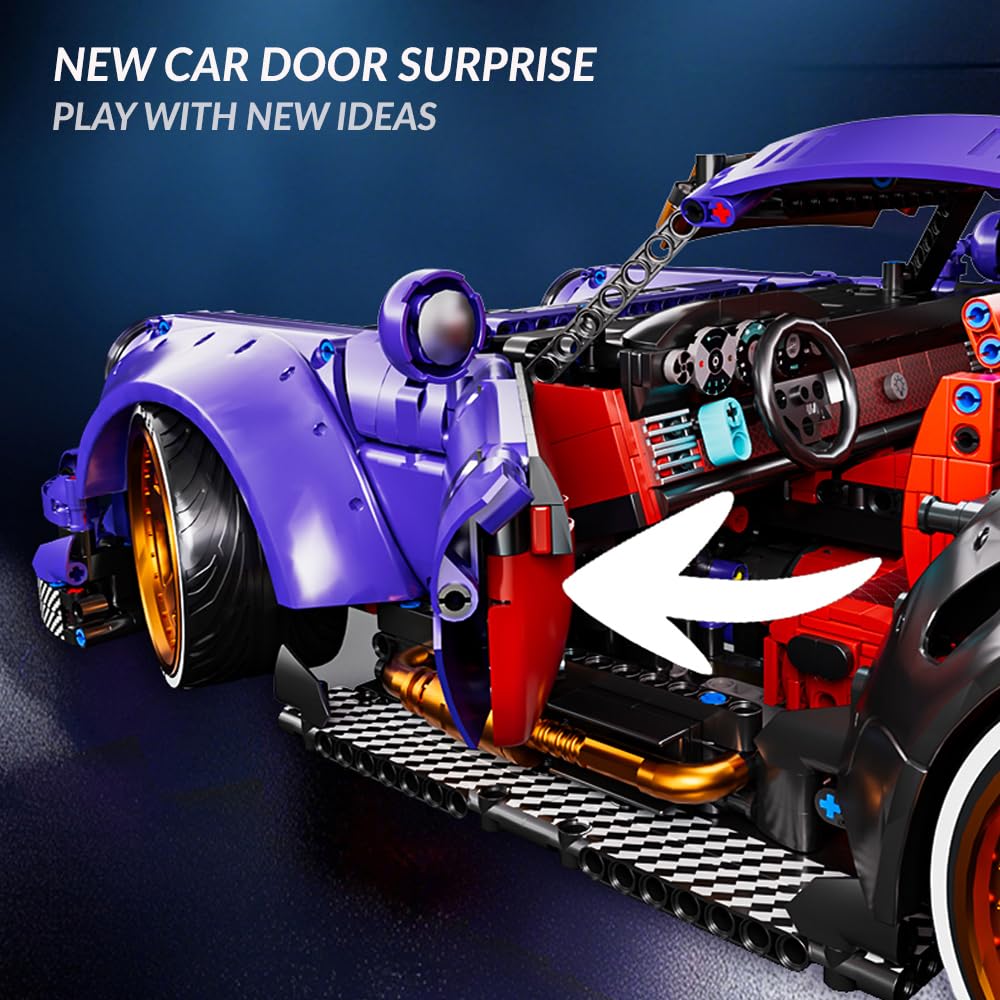 Supercar Baustein Set, 4190 Teile Technology Serie Groß Klemmbausteine Auto, 1:8 MOC Sportwagen Technik Modell, Bauspielzeug Geschenk für Erwachsene und Jugendliche (10544)