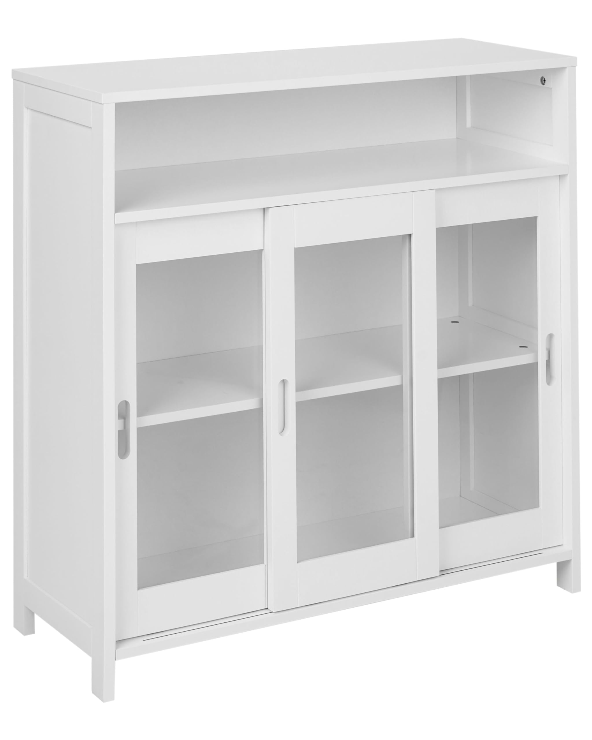 Beliani Vitrina Moderna salón Dormitorio Armario 3 Puertas Tablero MDF con Estante Superior Blanco Crabtree