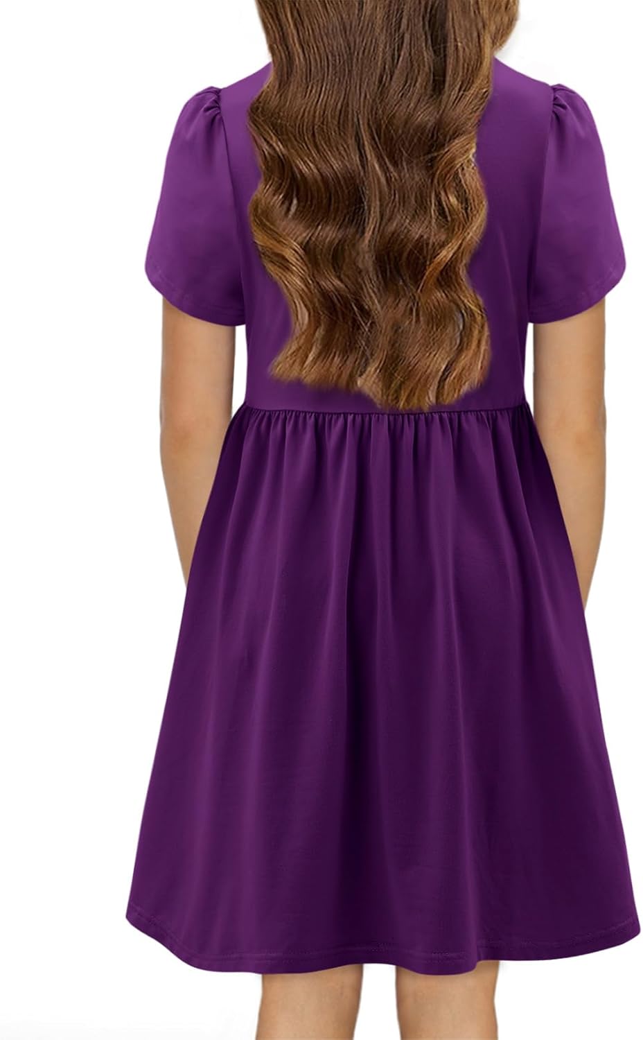 Yoklass Girls Summer Stretchy Dress A line Twirly Skater Dresses with Pockets 5-14 Years - Image 3