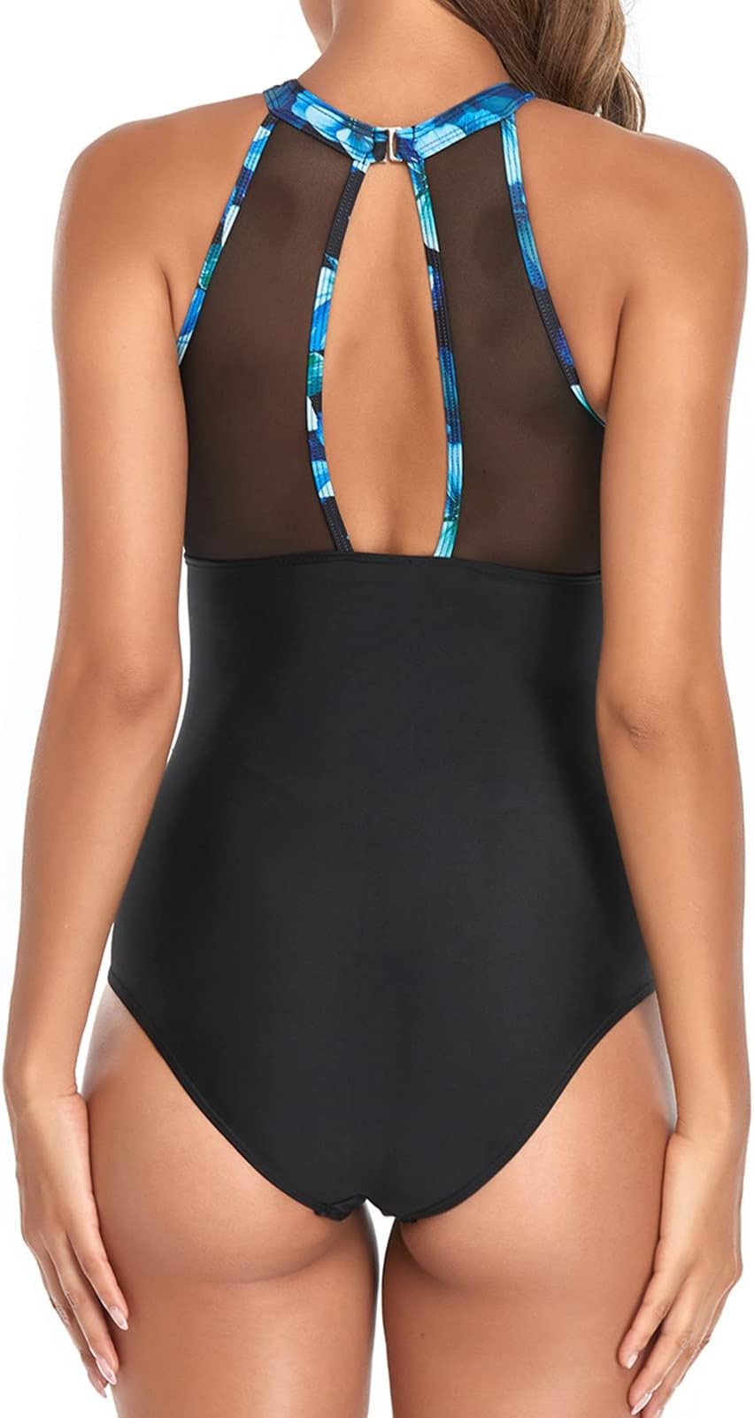 Women Swimwear, Polyester Fabric Mesh Stitching Nice Decoration Effect One Piece Swimsuit Light and Breathable Fine Workmanship for Outdoor Water Sports XXL