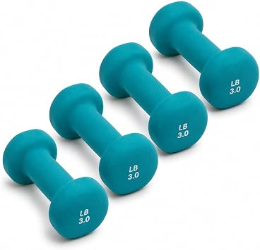 Neoprene Coated Fitbell Dumbbell 1LB to 10LB Pack of 1, 2, 4 | Dumbbell Set for Women & Men Durable Anti-Roll Anti-Slip Colour Blue | Ideal for Arm Rows Squats Chest Presses Bicep Curls