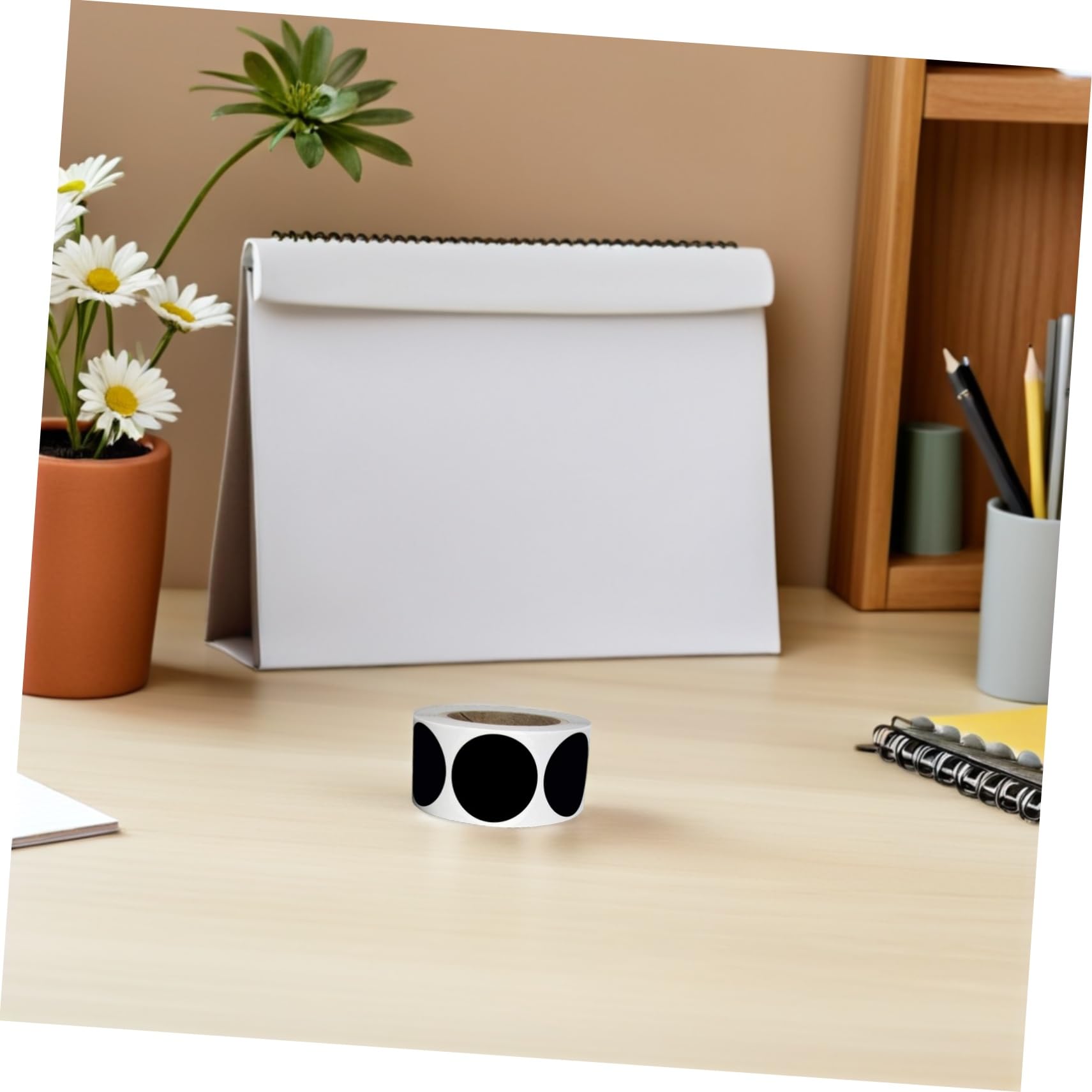 Gatuida 6rotoli Etichette Adesive Rotonde Nere Etichette per Contenitori e Dispensa Adesivi Circolari Scrivibili Codifica Colori Organizzazione per Ufficio e Aula Pvc e Resistente all Usur