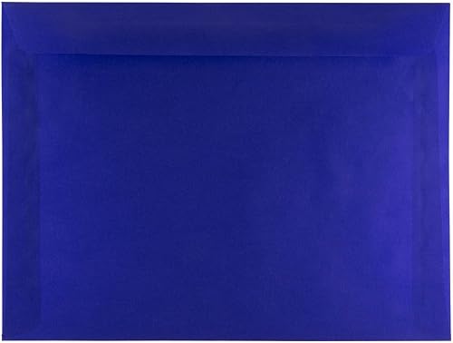 JAM PAPER 9 x 12 Booklet Translucent Vellum Envelopes - Primary Blue - 25/Pack