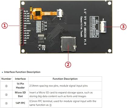 3.5 Inch IPS LCD Module TFT SPI Capacitive Touchscreen Display480x320 ST7796 Screen for /C51/STM32//
