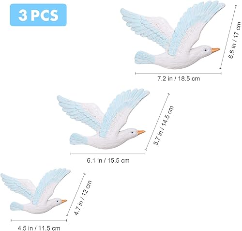 Miniatura 4 de VOSAREA Decoración temática de playa de Three Little Birds, decoración de pared de resina, gaviotas, pájaros, decoración de pared náutica,