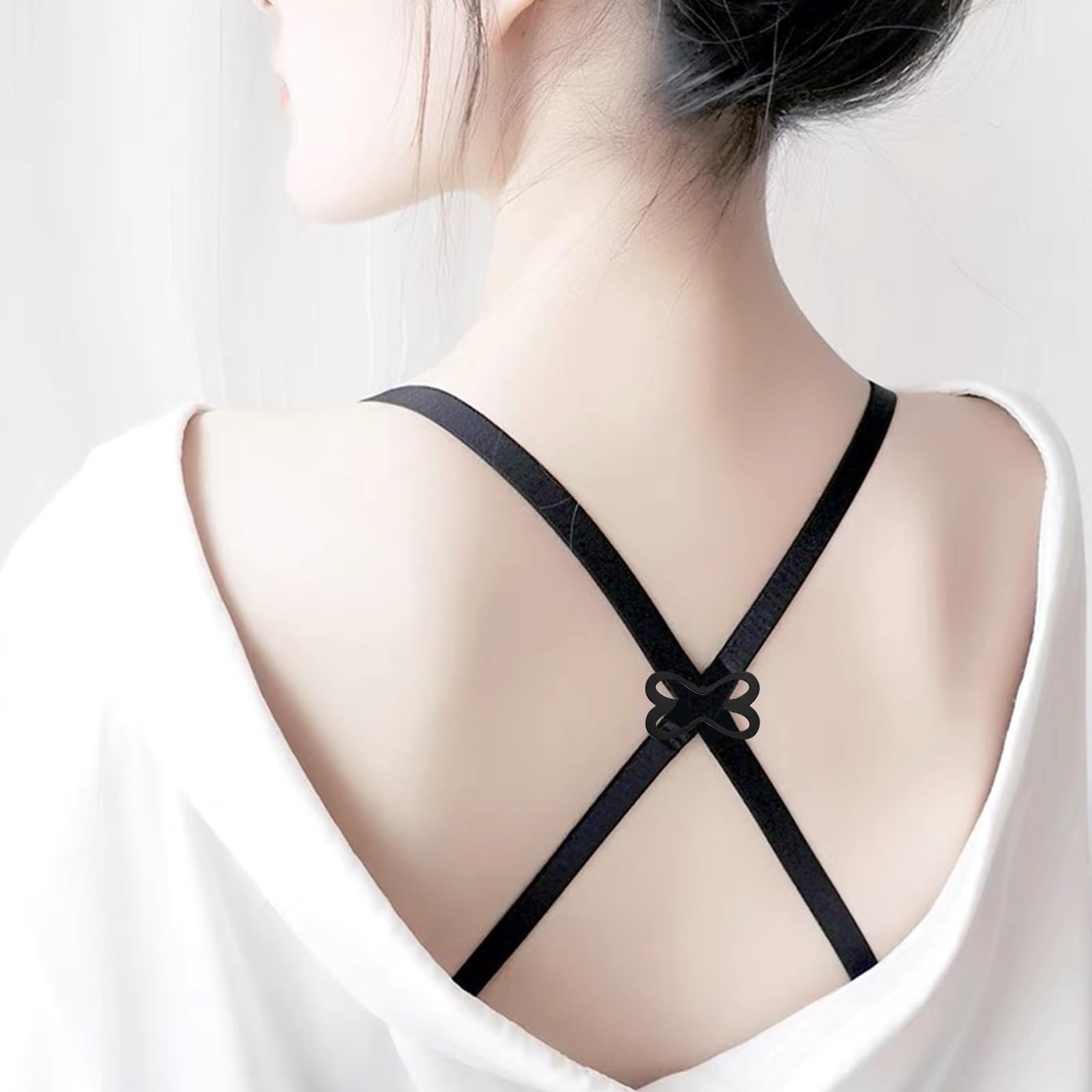 16PCS Invisible Bra Strap Clips, Oval Dragonfly Shape, Unsichtbarer BH | Träger Durchsichtige BH Träger Rücken, Comfortable BH Clip for Women, Clear/White/Black/Skin Tone
