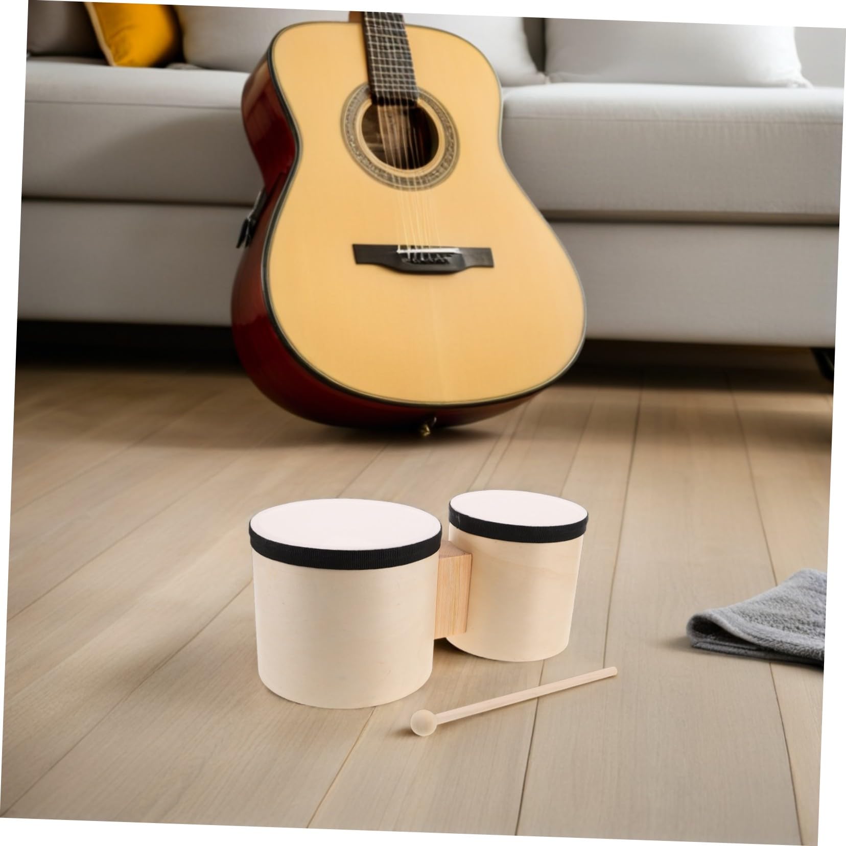 Toyvian 1 Juegos Instrumentos de Percusión Entrada Tambores de Madera para Práctica y Panderetas de Mano Musical Instrumento de Percusión para Aprendizaje Musical al Aire Libre