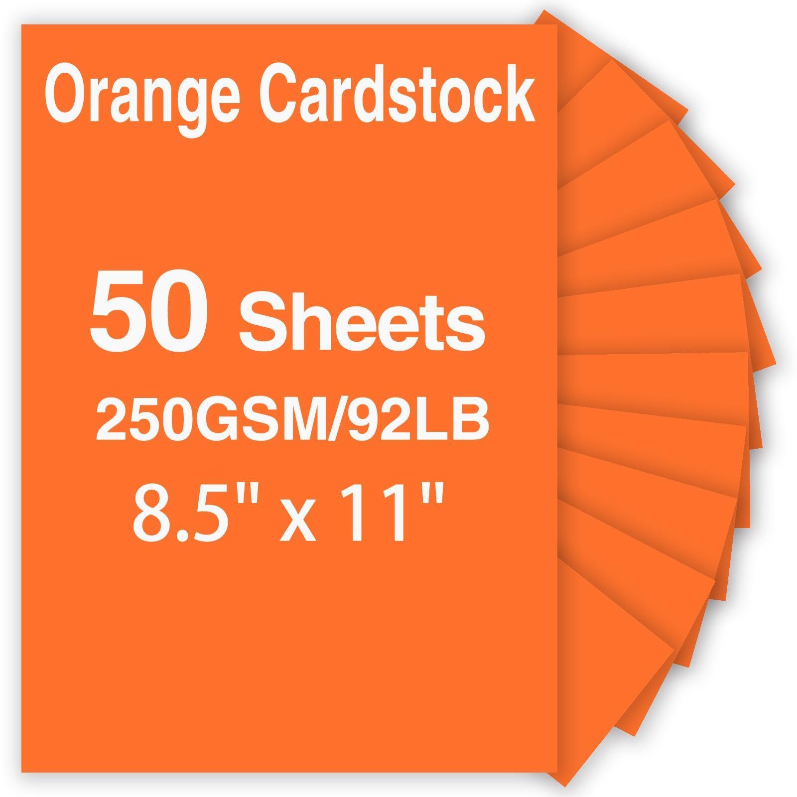 Orange Paper, KTFNOMES 50 Sheets 8.5 x 11 Orange Cardstock, 250gsm/92lb Card Stock Printer Paper for Christmas, Halloween, Invitations, Crafts, DIY