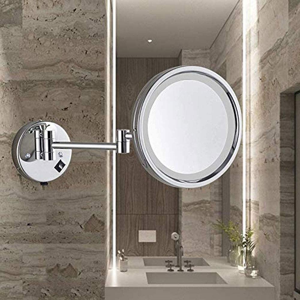 Specchio da trucco da parete, Specchio cosmetico da bagno con specchio allungabile 8(Plug)